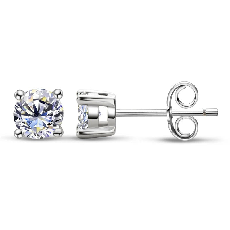 Sparkling round cut cubic zirconia stud earrings in sterling silver for women