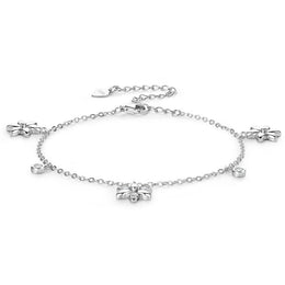 Bezel Set Moissanite Flower Pendant Bracelet