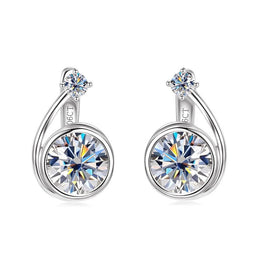 Asymmetrical Moissanite Spiral Clip Hoop Earrings