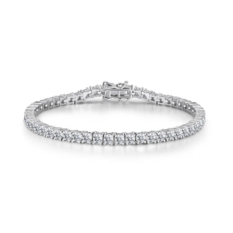 Women's silver 925 tennis bracelet with sparkling cubic zirconia stones and secure box clasp