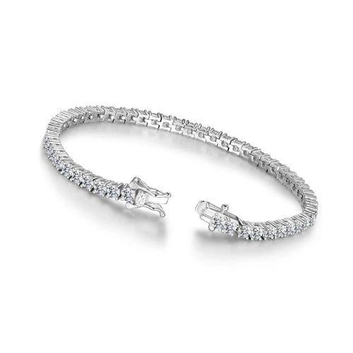 Women's silver 925 tennis bracelet with cubic zirconia stones and secure box clasp
