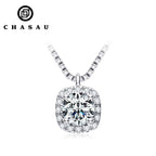 Moissanite Square Halo Pendant Necklace
