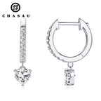 Moissanite Heart Dangle Hoop Earrings