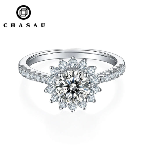 Women's S925 Silver Sunflower Halo Ring