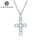 Moissanite Cross Pendant Necklace Silver or Gold