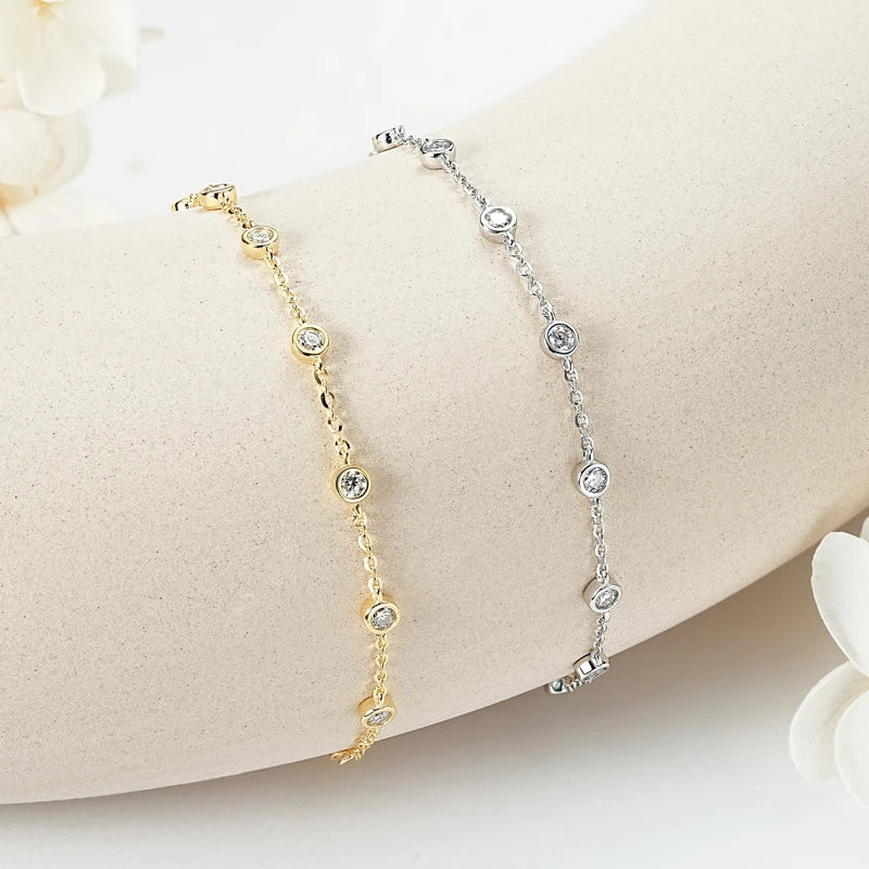 Dainty Bezel Set Gemstone Chain Adjustable Bracelet