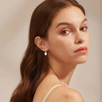 Dainty Oval Pearl & CZ Drop Earrings
