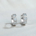 Moissanite Three Stone Huggie Hoop Earrings