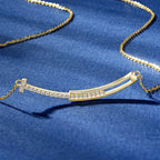 Dainty Smile Bar Gemstone Gold Silver Necklace