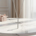 Pave Cross Pendant Necklace with Dainty Chain