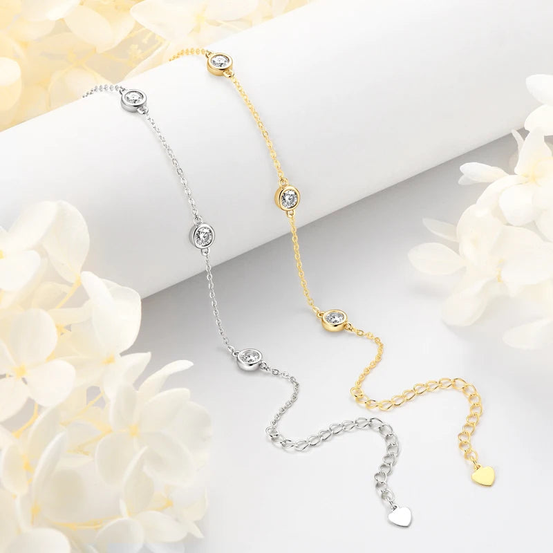 Dainty Bezel Set Stone Adjustable Chain Bracelet
