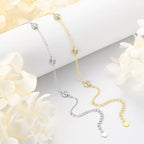 Dainty Bezel Set Stone Adjustable Chain Bracelet