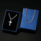 Men's Layered Cuban Rope Chain Cross Necklace