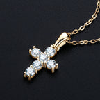 Moissanite Cross Pendant Necklace Silver or Gold