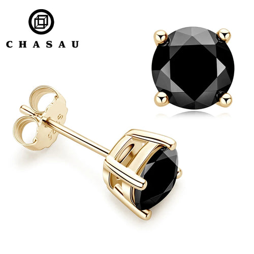 Classic Round Black Stud Earrings for Men