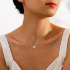 Pavé Moissanite Heart Pendant Necklace in Silver