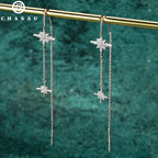 Moissanite Star Dangle Threader Earrings