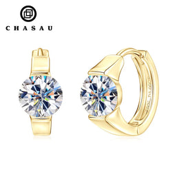 Chunky Moissanite Hoop Earrings in Sterling Silver