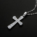 Pave Cubic Zirconia Cross Pendant Necklace