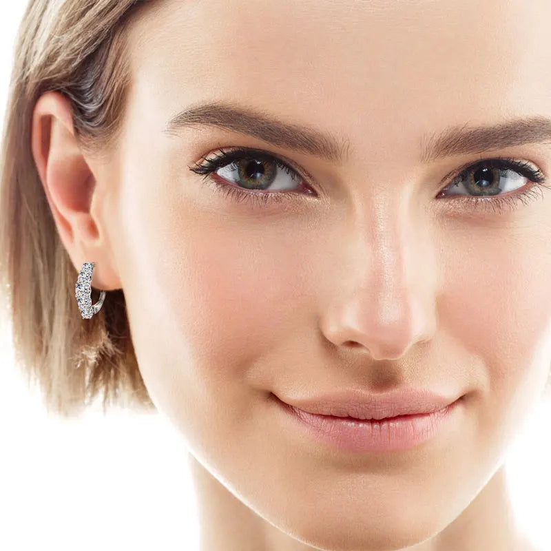 Hoop Earrings with Five Round Prong-Set Stones