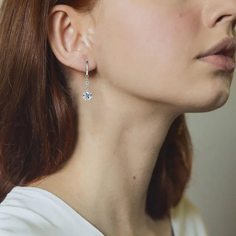 Sterling Silver Moissanite Dangle Drop Earrings