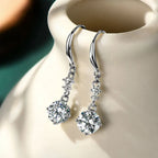Sterling Silver Moissanite Dangle Drop Earrings