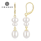 14k Gold Plated 925 Silver Pearl Dangle Drop Earrings