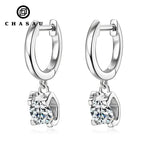 Dainty Moissanite Drop Hoop Earrings