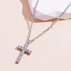 Pave Cross Pendant Necklace with Dainty Chain