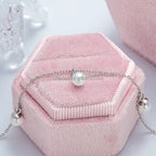 Dainty Silver Anklet with 5mm Pearl Drops