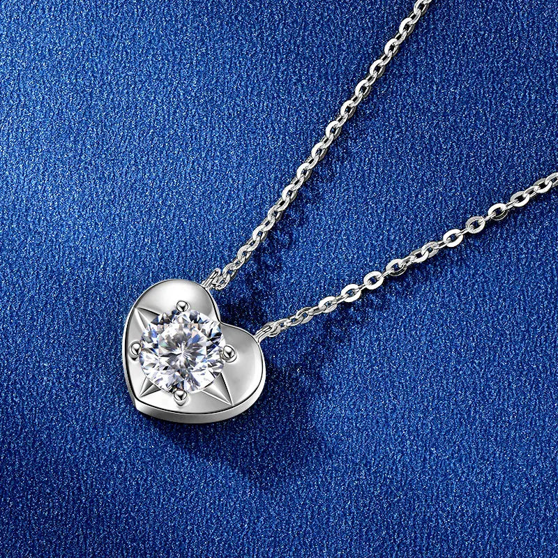 Solitaire Moissanite Heart Necklace
