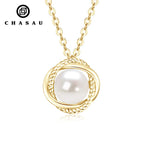 Interlocking Rings AAA Freshwater Pearl Pendant Necklace