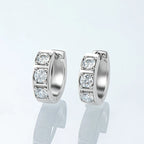 Moissanite Three Stone Huggie Hoop Earrings