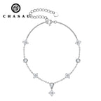 Claw Set Moissanite Clover Bracelet in Sterling Silver