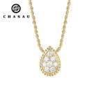 Gold Plated Teardrop Cubic Zirconia Rope Chain Necklace