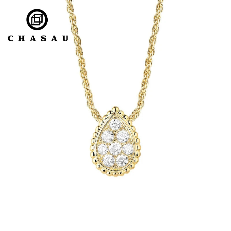 Gold Plated Teardrop Cubic Zirconia Rope Chain Necklace