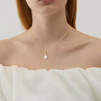 Elegant Pearl Cubic Zirconia Pendant Necklace