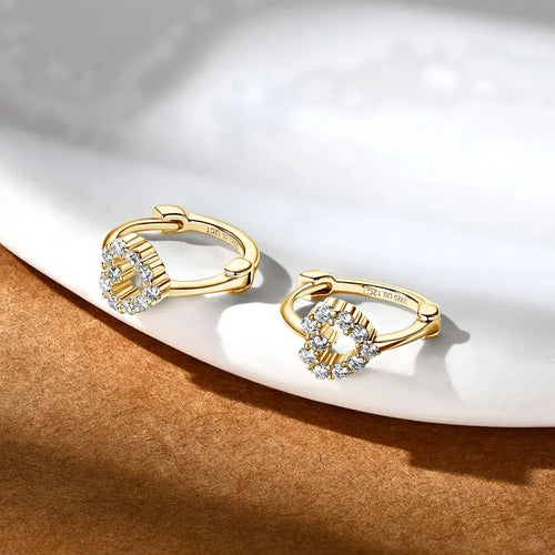 Dainty Heart Moissanite Hoop Earrings in Gold/Silver