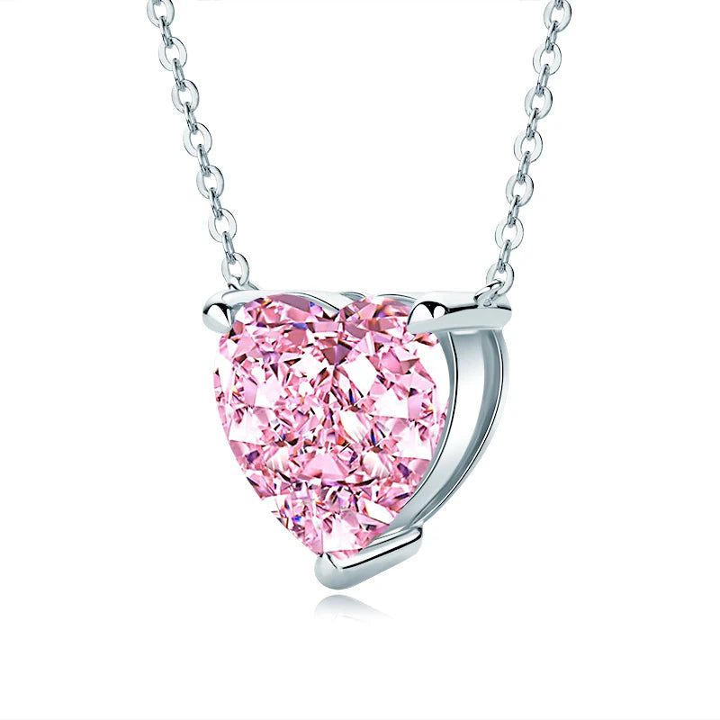 Pink Heart Cut Zirconia Necklace
