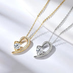 Asymmetric Open Heart Moissanite Sterling Silver Necklace