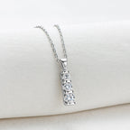 Three Stone Bar Pendant Necklace Dainty Chain