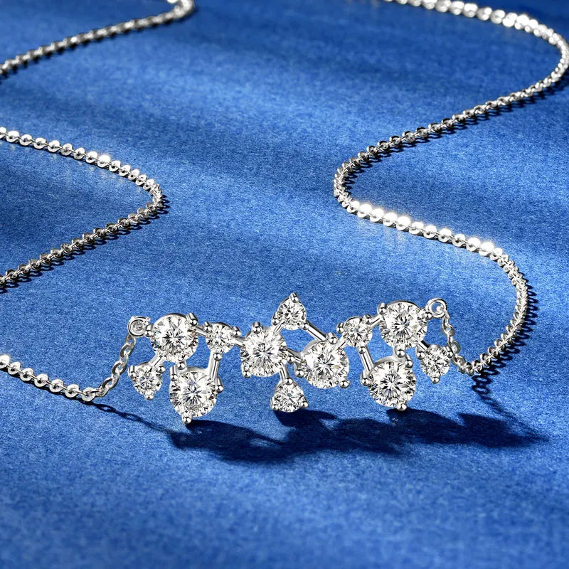 Asymmetrical Moissanite Star Cluster Necklace
