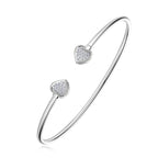 Open Cuff Bangle with Pave Heart Ends