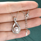 Freshwater Pearl And Moissanite Infinity Necklace