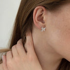Moissanite Pavé Butterfly Huggie Hoop Earrings