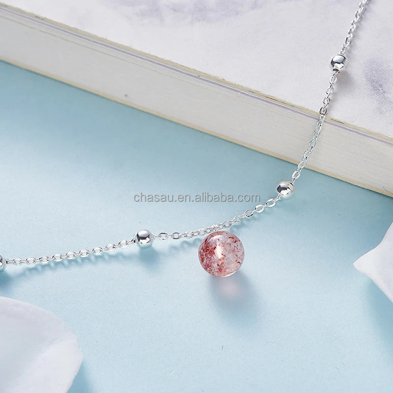 925 Sterling Silver Anklet with Crystal Charms