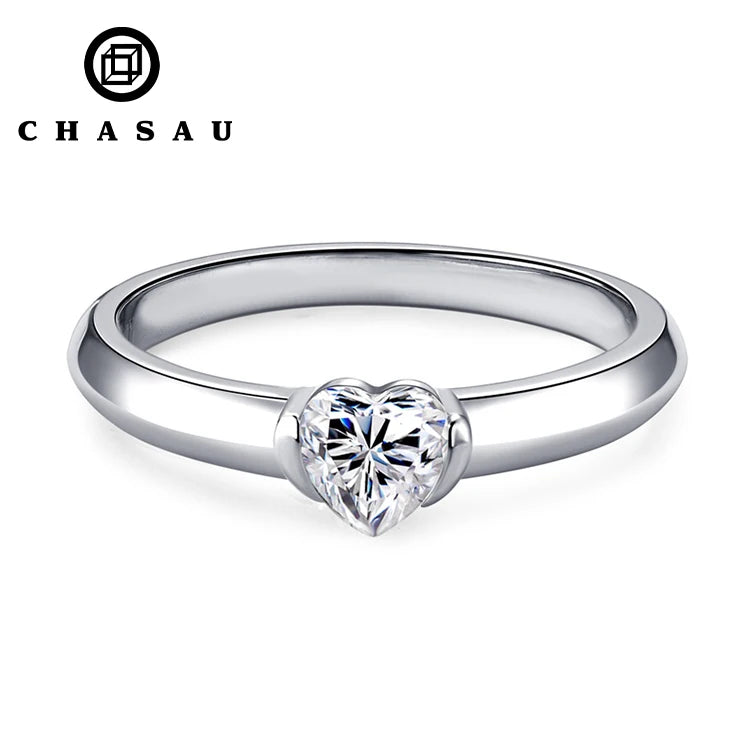 Dainty Heart Solitaire Ring in Silver or Rose Gold
