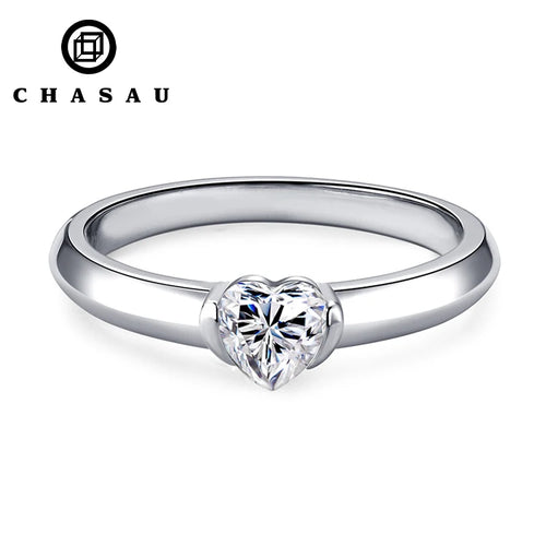 Dainty Heart Solitaire Ring in Silver or Rose Gold