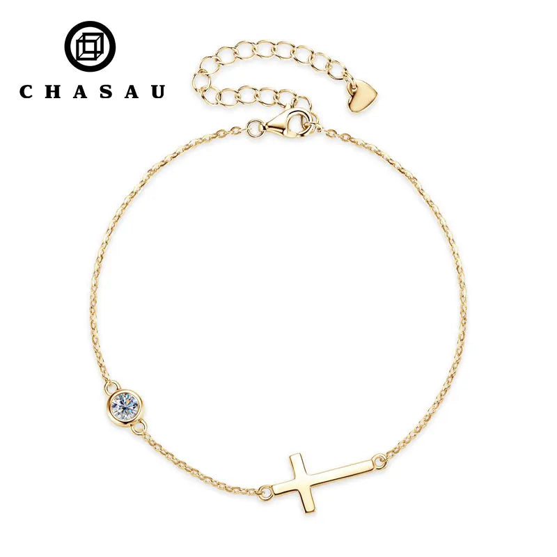 Dainty Cross CZ Adjustable Bracelet for Women