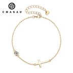 Dainty Cross CZ Adjustable Bracelet for Women